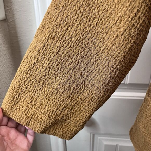 Madewell Shirt Tan Lightspun Peplum Open Tie Back Top Women Size S Oversize Boxy - Picture 4 of 11